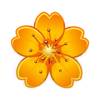 Simple orange flower Large size of emoji spring flower vector