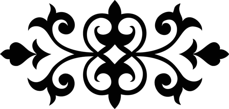Floral divider ornament isolated on white background, symmetrical design vector