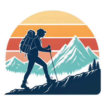 Retro Hiker in the Mountains Illustration png