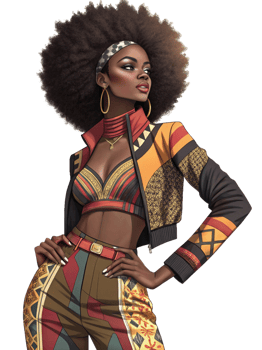 Stylish Afro Woman with Retro Outfit png