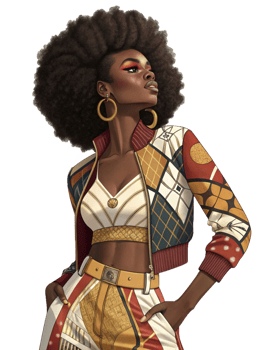 African American Woman with Stylish Outfit png