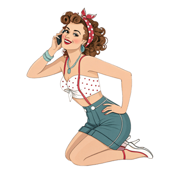 Pin-Up Girl Talking on Phone Cartoon png