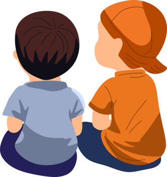 Illustration of Two Boys Sitting Together png