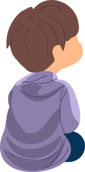 Illustration of a boy sitting with his back turned png