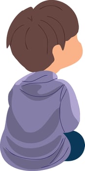 Cartoon Illustration of a Boy Sitting vector