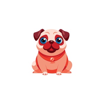 Cute Pug Dog Sitting on blue icon vector