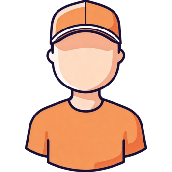 Cartoon Delivery Person Orange Shirt Cap png