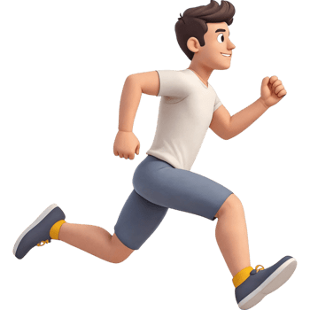 Cartoon Man Running Grey Shorts png