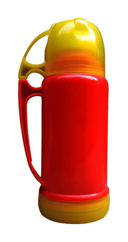Red Flask, Flask with yellow cap, plastic cover flask, isolated on background png