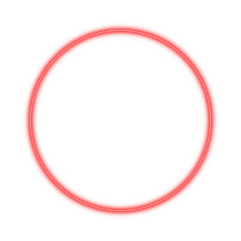 Neon glowing red round circle on transparent background png