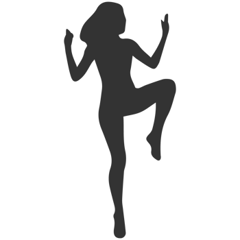A silhouette of a woman doing a dance png