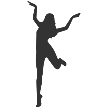 A silhouette of a woman jumping in the air png
