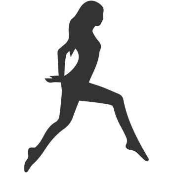 A silhouette of a woman running png