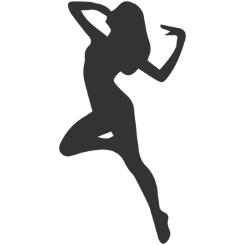 A silhouette of a woman in a dance pose png