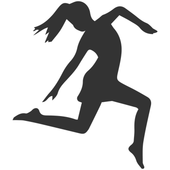 A silhouette of a girl running png