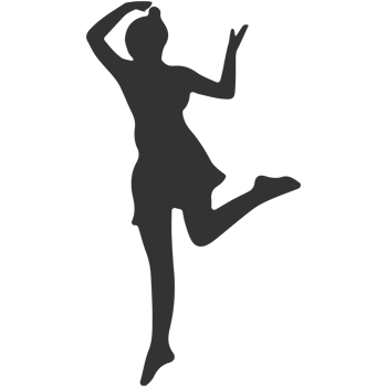 A silhouette of a woman dancing in the air png