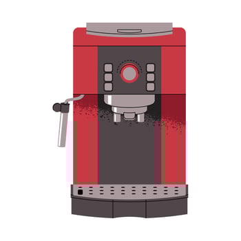 Coffee machine for home, coffee shop, cafe. Modern kitchen accessories for making hot drinks in cafe. Device for making drinks. Flat illustration isolated vector