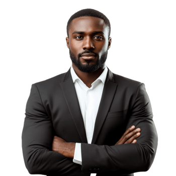 Confident black businessman in formal suit png