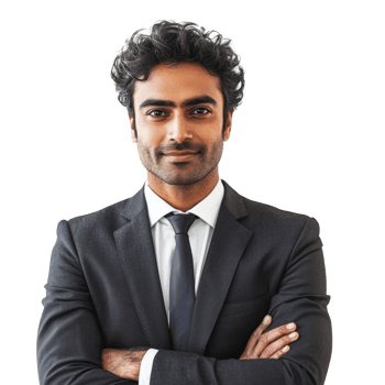 Confident Indian Businessman in Suit with Arms Crossed png