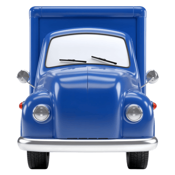 Bright Cobalt Blue 3D Delivery Truck Icon on Transparent Background png
