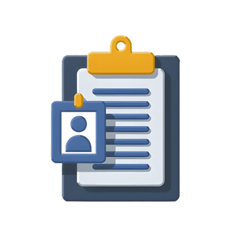 Modern clipboard icon with ID badge, representing employee records. png