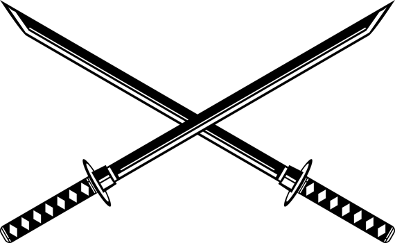 Double cross katana sword samurai ronin japanese style icon png