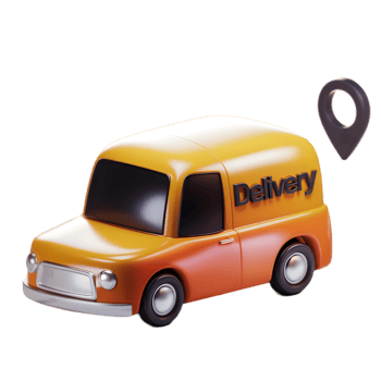 Cartoon Delivery Van with Location Marker png