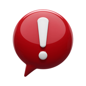 Red exclamation point in a speech bubble, a modern design element. png