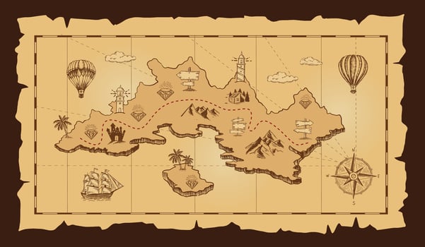 Vintage Treasure Old Map with Compass and Ship vector