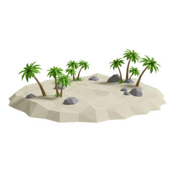 Low Poly Tropical Island With Palm Trees And Rocks png