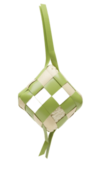 Green And White Woven Rice Cake Hanging Against Transparent Background png