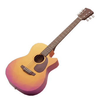Orange And Pink Acoustic Guitar On Transparent Background png