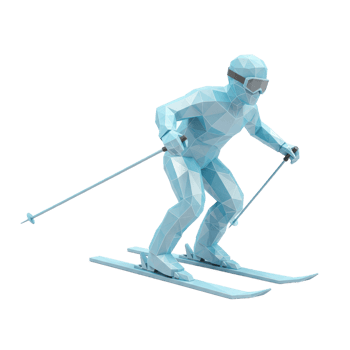 Low Poly Person Skiing on Transparent Background png