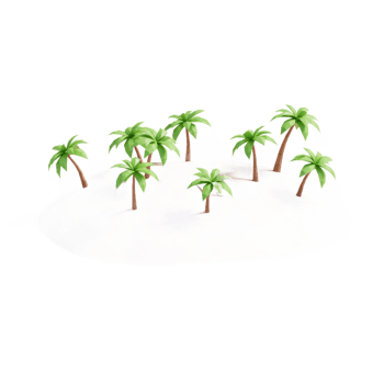 3D Rendering Of A Tropical Island With Palm Trees And Light Pink Sand png