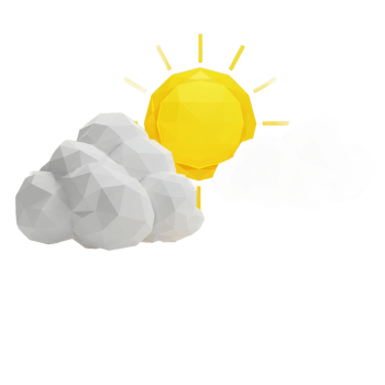 Bright Sun and Cloudy Sky Low Poly Illustration png