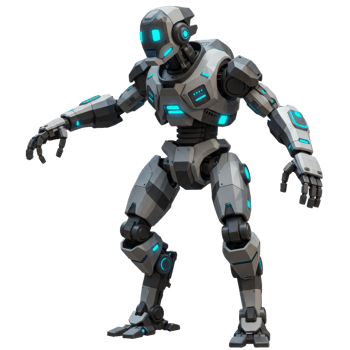 Futuristic Gray And White Robot With Glowing Blue Accents On Transparent png