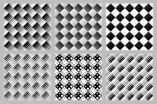 Seamless monochrome square pattern background set vector