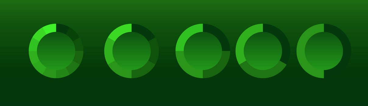 Green circle icons on a dark background vector