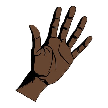 A hand with a black person's hand on it vector