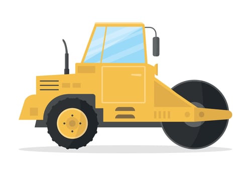 Road roller icon on white background. Transport for road works, asphalt laying. vector