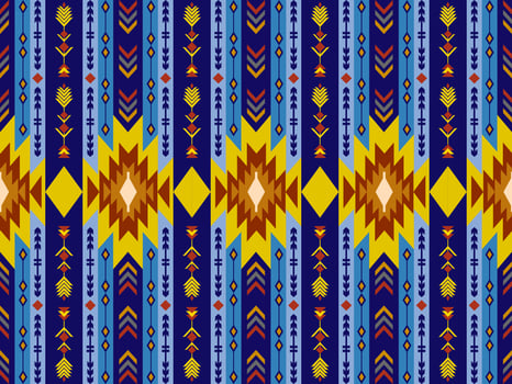 Tribal Blue Geometric Pattern Design. Navajo pattern in blue background. vector