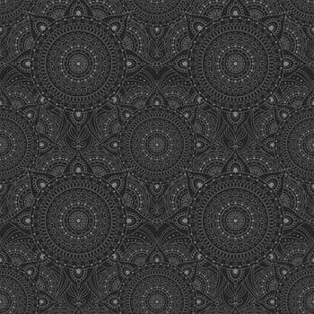 Abstract seamless pattern in a dark palette, oriental and Asian-inspired designs with mandalas vector