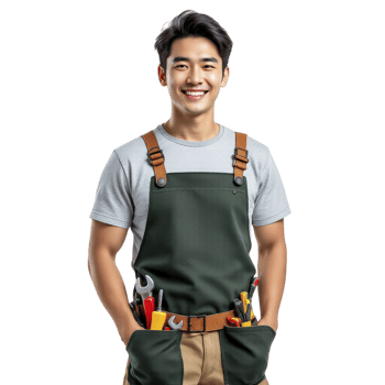 A young man in overalls with tools png