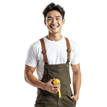 A man in overalls holding a yellow apple png