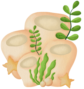 Cute Coral Reef Clipart Ocean Plants and Starfish Coral Reef Illustration Underwater Coral png