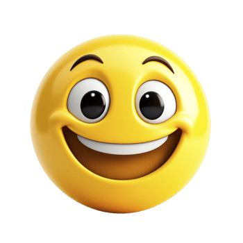 A smiling yellow emoticion with a black background png