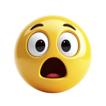 A yellow emoticion with a surprised expression png