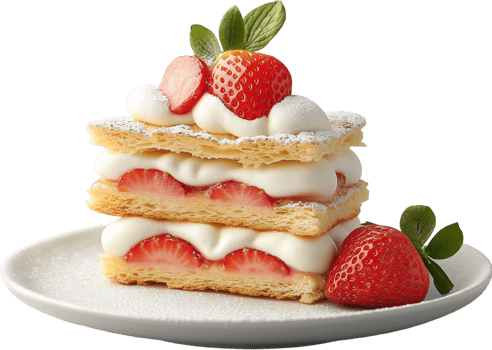 A stack of strawberry shortcake on a plate png