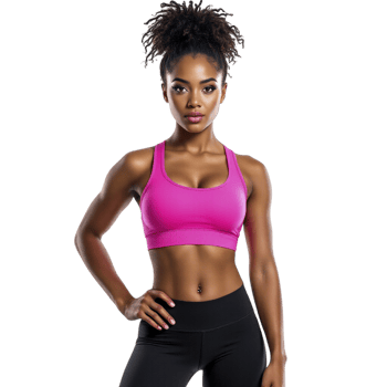 A woman in a pink sports bra top png