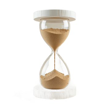 Clear Hourglass with Grains on Transparent Background png